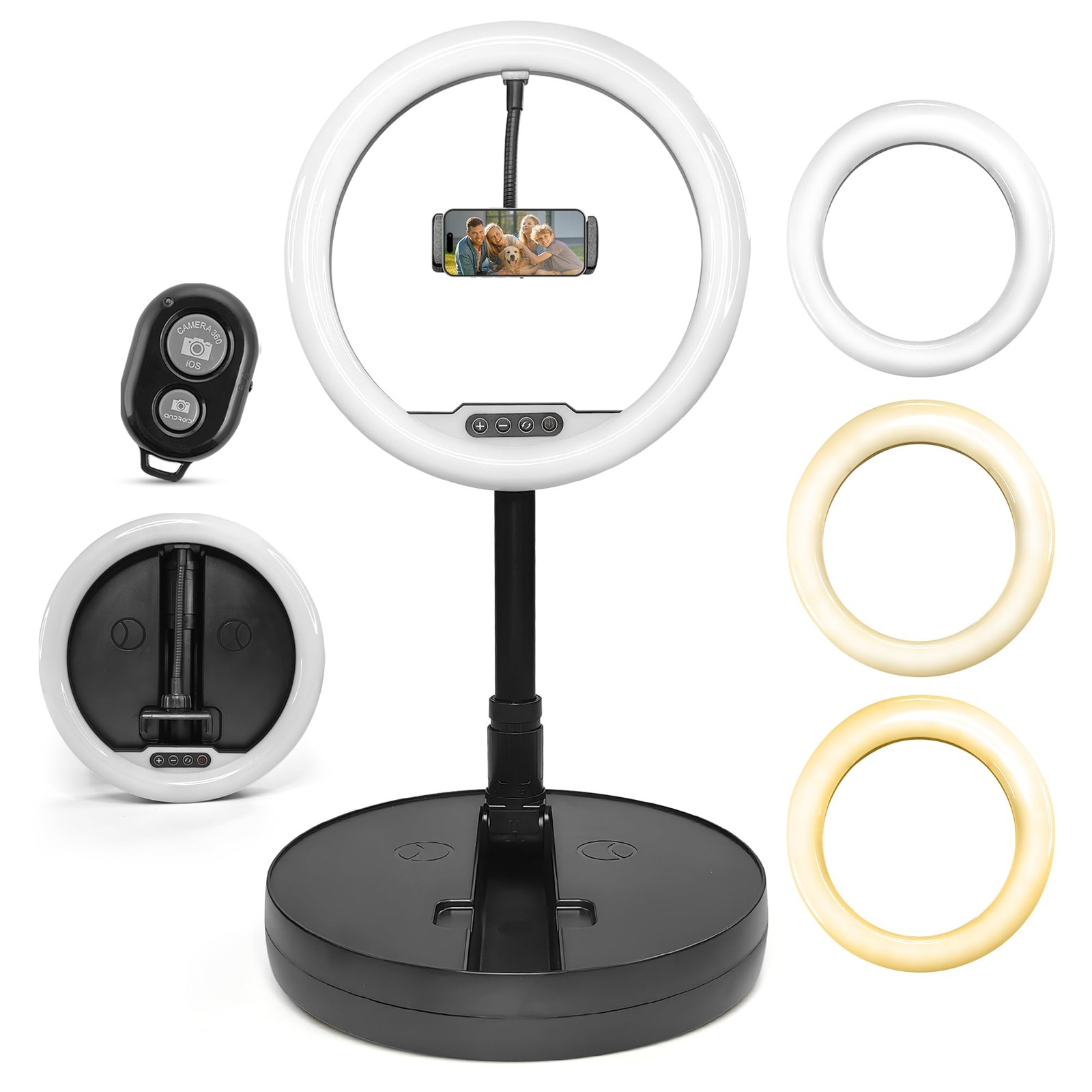 iDance LED MS1804 10-inch Ring Light with Cellphone Holder USB Powered with BT