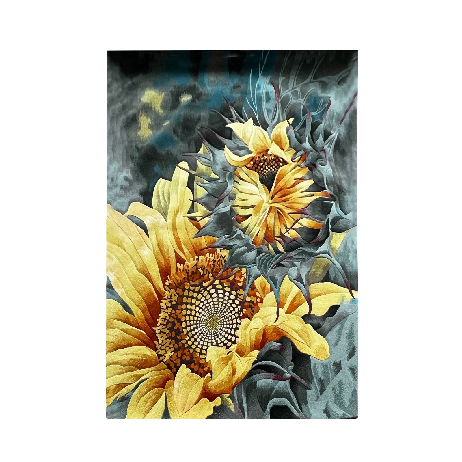 Large Rectangular Sun Flower Motif Graphic Wool Rug Carpet cs7529S Large Rectangular Sun Flower Motif Graphic Wool Rug Carpet cs7529S