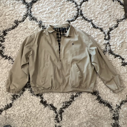 Vintage Polo Ralph Lauren Plaid Lined Tan Khaki Harrington Vintage Polo Ralph Lauren Plaid Lined Tan Khaki Harrington