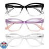 resjok Oversized Reading Glasses for Women-3Pack Blue Light Blocking Cat Eye Readers Spring Hinge Fashion Eyeglasses(Mix2, 2.0x)