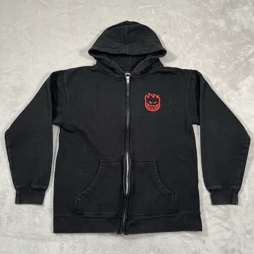 Spitfire Sweater Kids Large Black Faded Full Zip Fleece