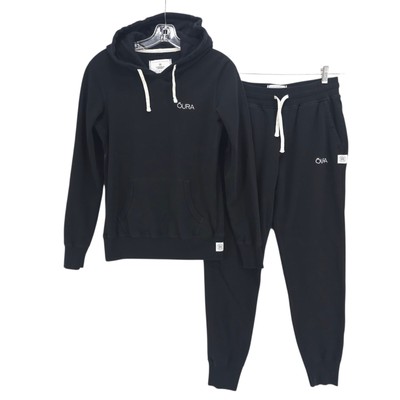 REIGNING CHAMP Oura Black Hoodie Sweatpants Jogger Set 100% Cotton Men's SMALL