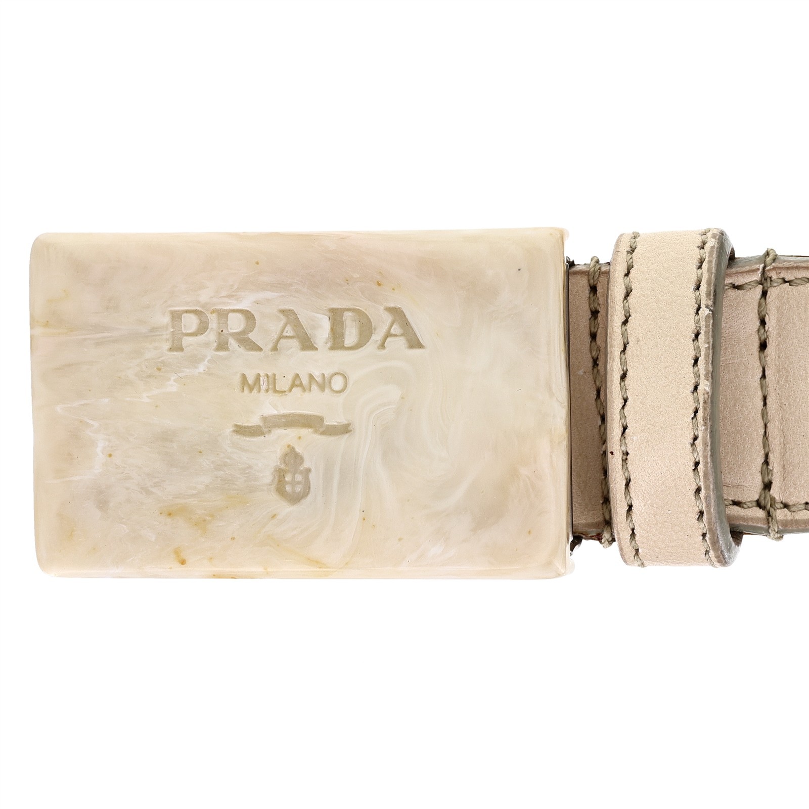 Prada Milano Tortoise Buckle Beige Leather Italy Designer