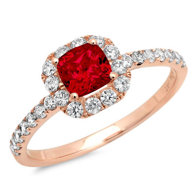 Pre-owned Pucci 1.4 Ct Princess Cut Real Red Garnet Bridal Statement Designer Ring 14k Pink Gold