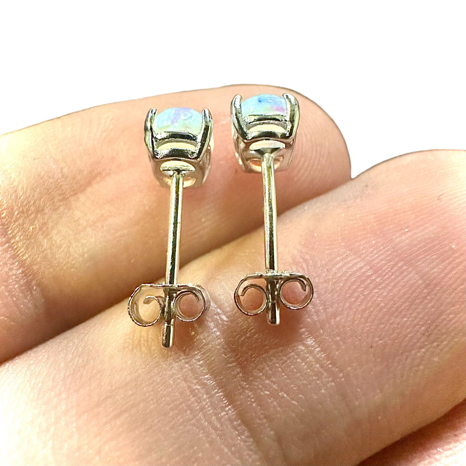 925 Sterling Silver Opal Stud Earrings For Women Fire Opal Earrings 925 Silver