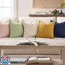 decorUhome Christmas Decorative Linen Throw Pillow Covers 18x18 Inch Set of 2 Natural Beige Soft Pillow Covers with Flange Edges Soft Farmhouse Boho Accent Pillow Cases for Couch Sofa Bed Living Room