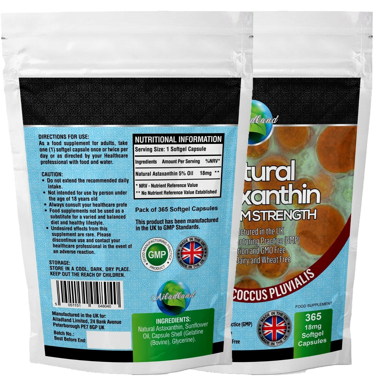 Astaxanthin 18mg Highest Strength Softgels Antioxidant Made in UK. not krill oil