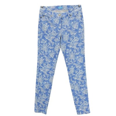 J. MCLAUGHLIN Lexi Blue Print Pattern Pant Jeans Cotton Blend 4-Way Stretch Sz 2