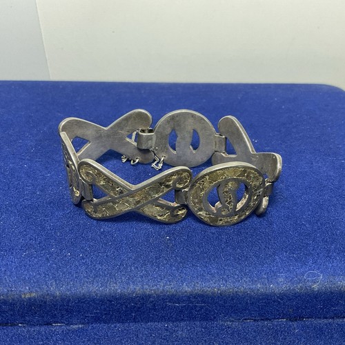 VINTAGE QUINTO TAXCO MEXICO STONE INLAY X O LINK BRACELET