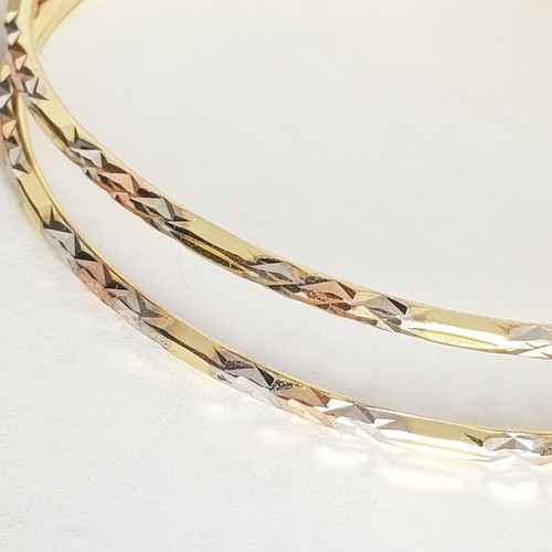 Pre-owned Lg Big Extra Large 14k Gold Diamond Cut Hoop Earrings 3 Yellow White Rose 2.90 Ich