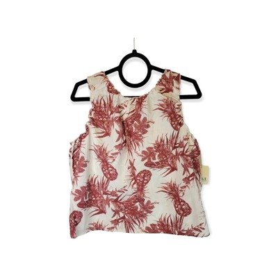 A.N.A. Pineapple Tropical Maroon Open Flyaway Back Sleeveless Tank Top Size XL