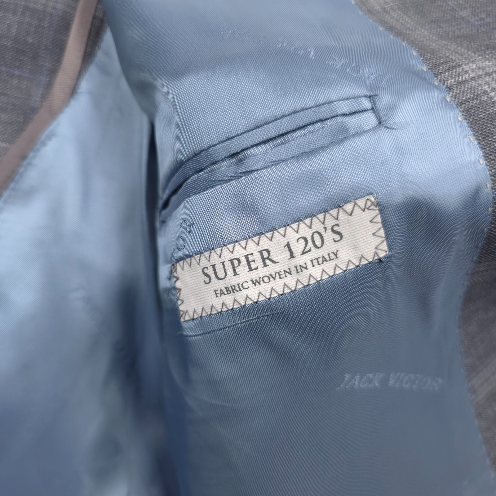Pre-owned Jack Victor $848  Midland Gray & Blue Plaid Wool Sport Coat Blazer Mens Size 42l