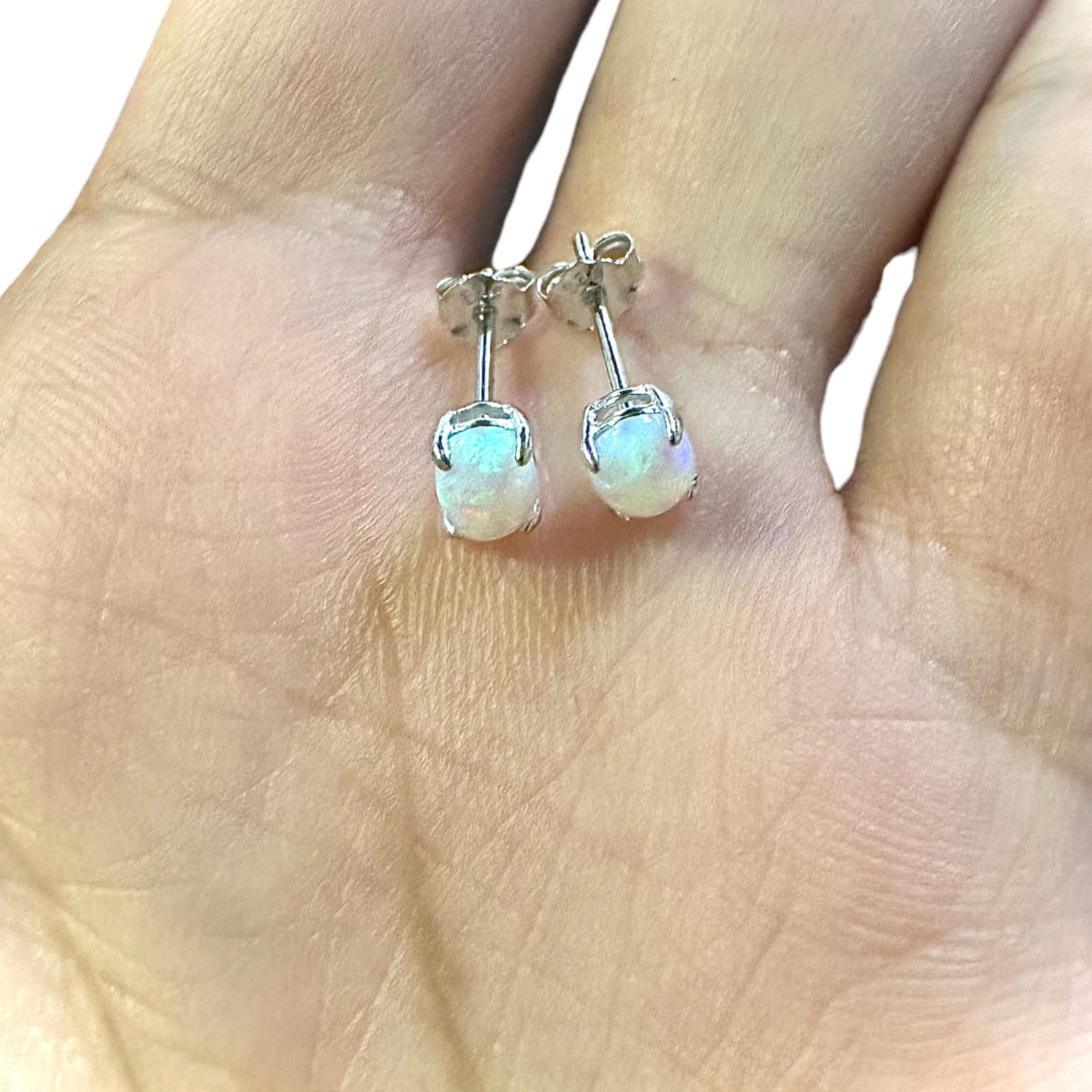 925 Sterling Silver Opal Stud Earrings For Women Fire Opal Earrings 925 Silver