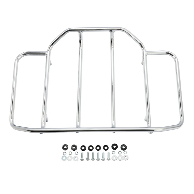 Chrome Trunk Luggage Top Rack Fit For Harley Tour Pak Touring Road Street Glide