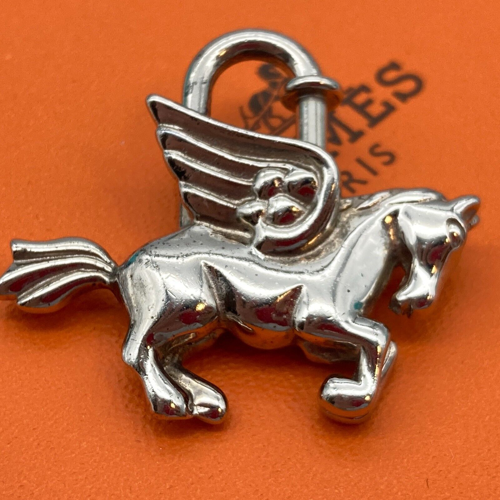 HERMES Cadena Padlock Pegasus 1993 Lock Bag Charm Pendant HERMES Cadena Padlock Pegasus 1993 Lock Bag Charm Pendant