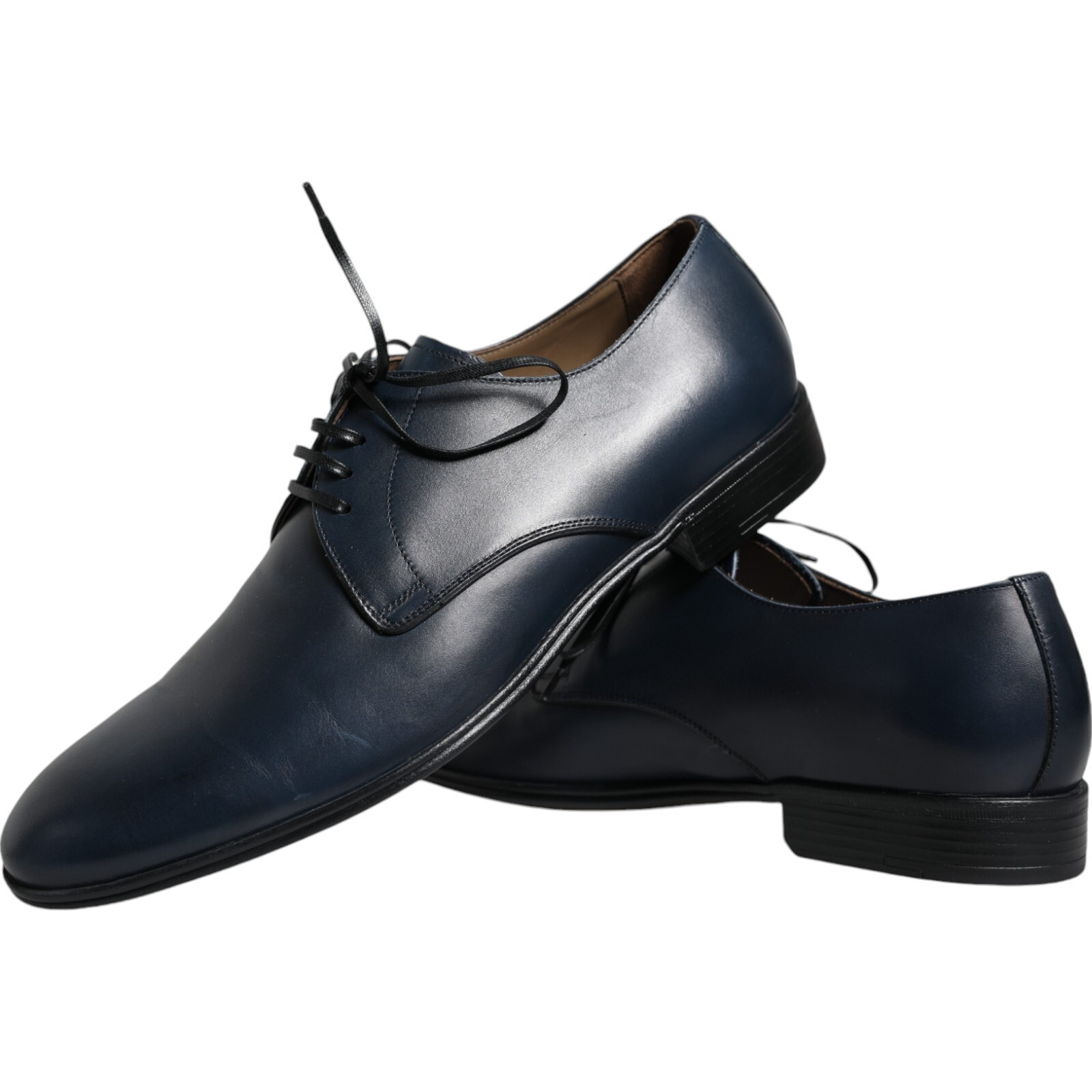 Pre-owned Dolce & Gabbana Shoes Navy Blue Leather Derby Dress Formal Men Eu42 / Us9 620usd