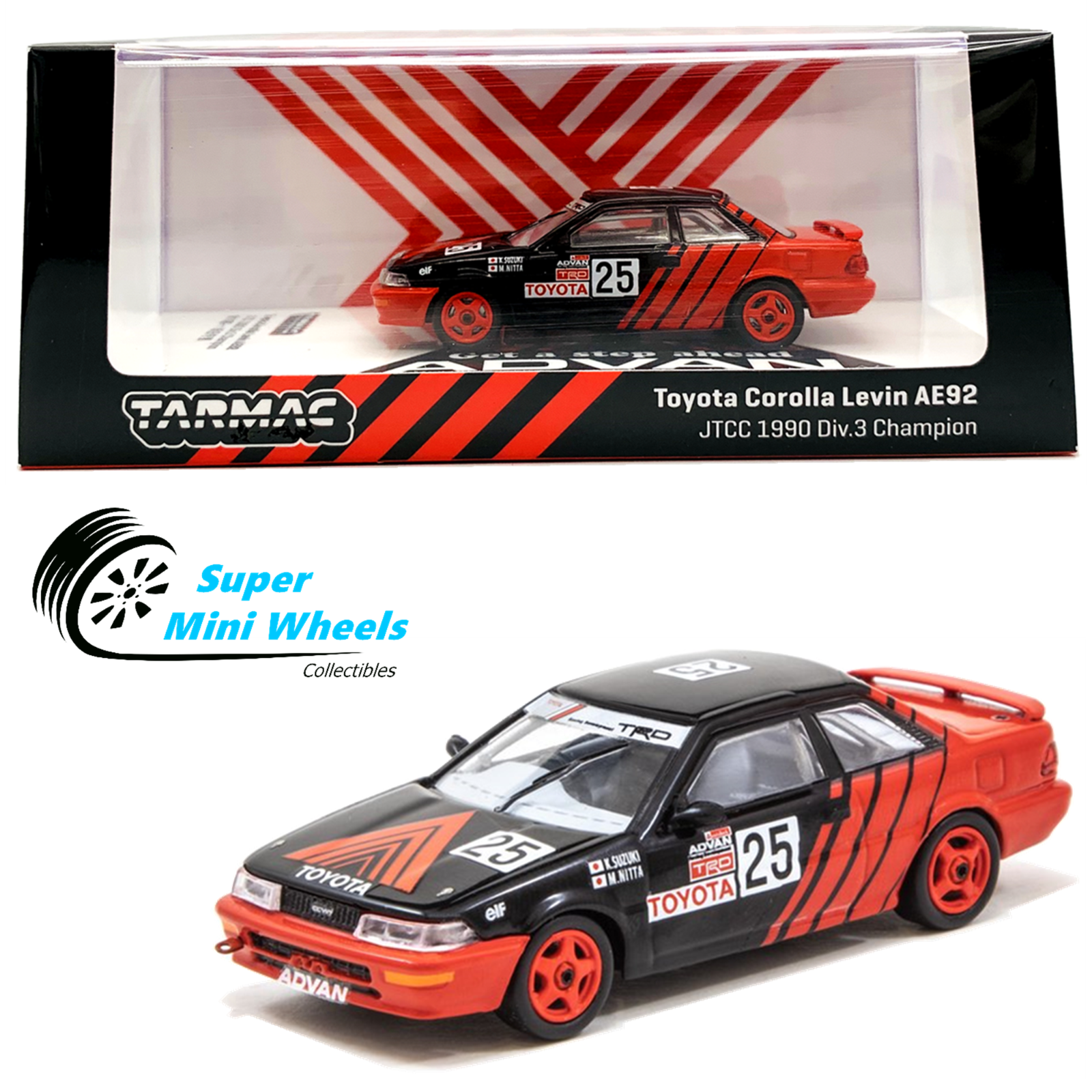 Tarmac Works 1/64 Toyota Corolla Levin AE92 JTCC 1990 #25