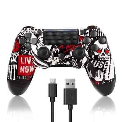 Wireless Controller for PS4, Remote Control Compatible with PlayStation (Black).