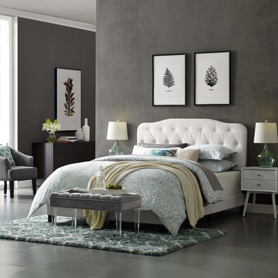 Modway Amelia Tufted Vegan Leather Upholstered Twin Platform Bed in White