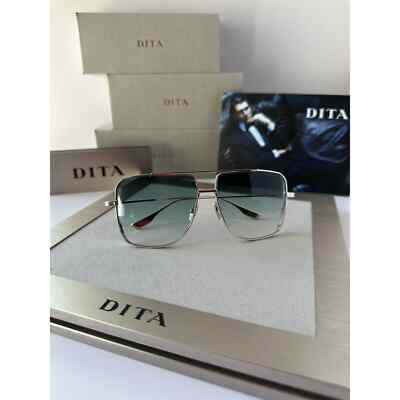 Pre-owned Dita Dubsystem Dts157-a-03 Silver Rose Gold Turquoise Navigator Large Sunglasses