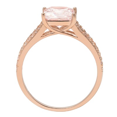 Pre-owned Pucci 2.42ct Princess Split Shank Simulated Pink Diamond Promise Ring 14k Rose Gold