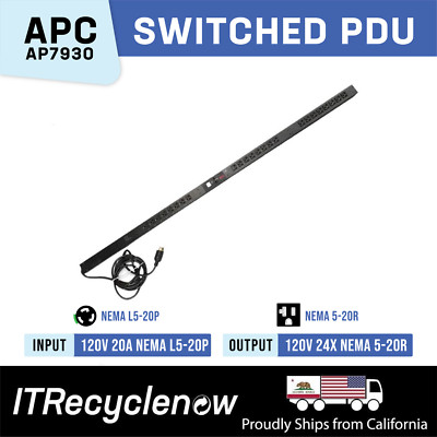 APC AP7930 Switched PDU 0U L5-20 1.92Kva 16A 120V 24 Outlets NEMA 5-20R
