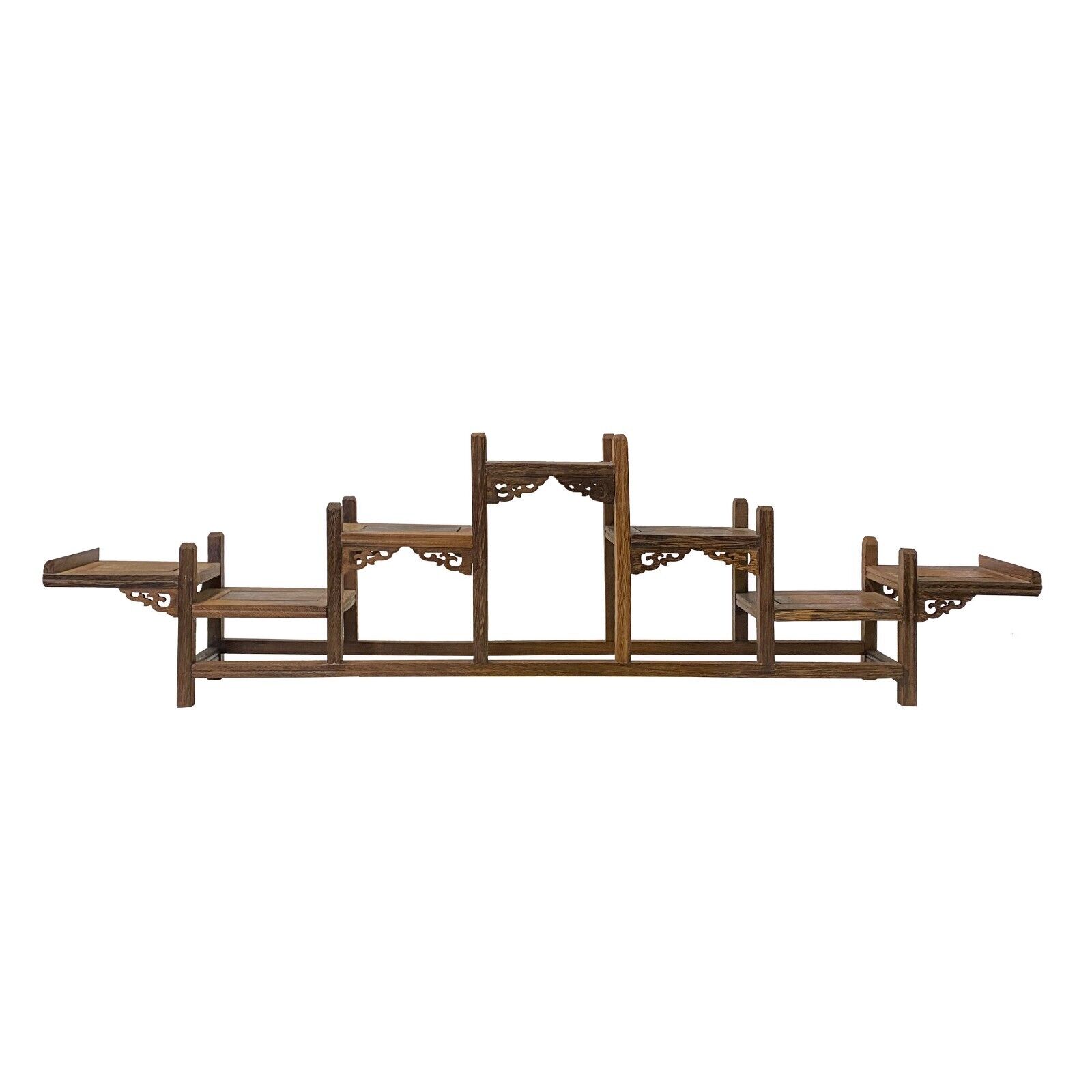 Brown Wood Bridge Step Shape Table Top Curio Display Easel Stand ws2857S Brown Wood Bridge Step Shape Table Top Curio Display Easel Stand ws2857S
