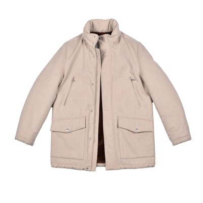 Pre-owned Brunello Cucinelli Herren Shearling Futter Down Gefüllt 100% Kaschmir Parka / In Beige