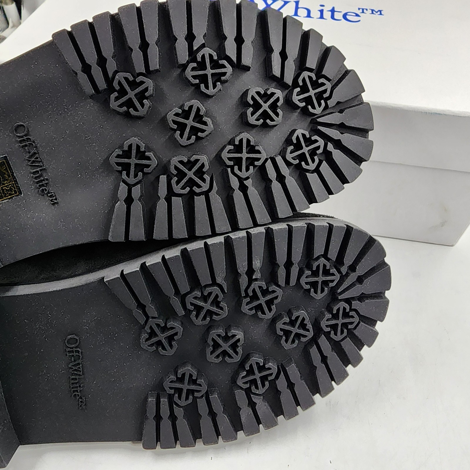 Off-White Metal Logo Slip On Mules Men's 41/8US Black/Silver Heel Embossed logo - Picture 11 of 22