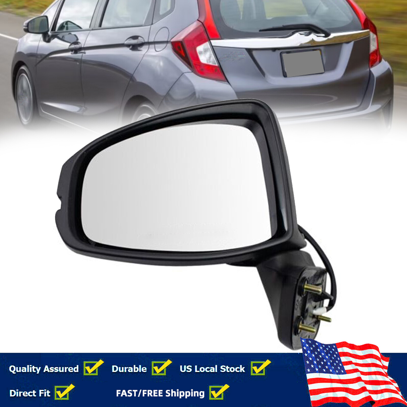 Для Honda Fit MK4 2015-2018 2019 Водитель наружного бокового зеркала заднего вида LH 3PIN с ручным складыванием