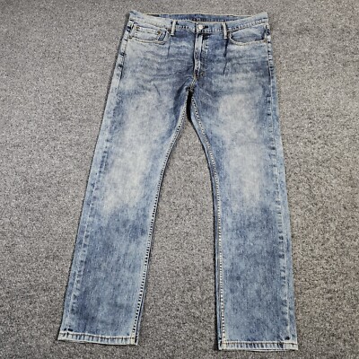 Levis 513 Jeans Mens 38x32 Acid Wash Flex Slim Fit Straight Leg Stretch