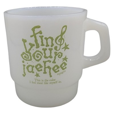 NCT WISH Jaehee Milk Glass Mug SM Entertainment K-Pop White Green Stacking Cup