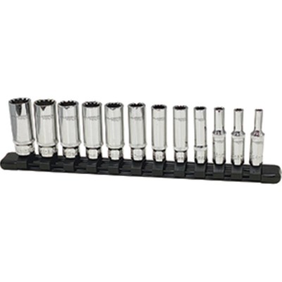 Platinum Tools 99812 12pc 1/4'' Dr Metric Deep Spline Socket Set