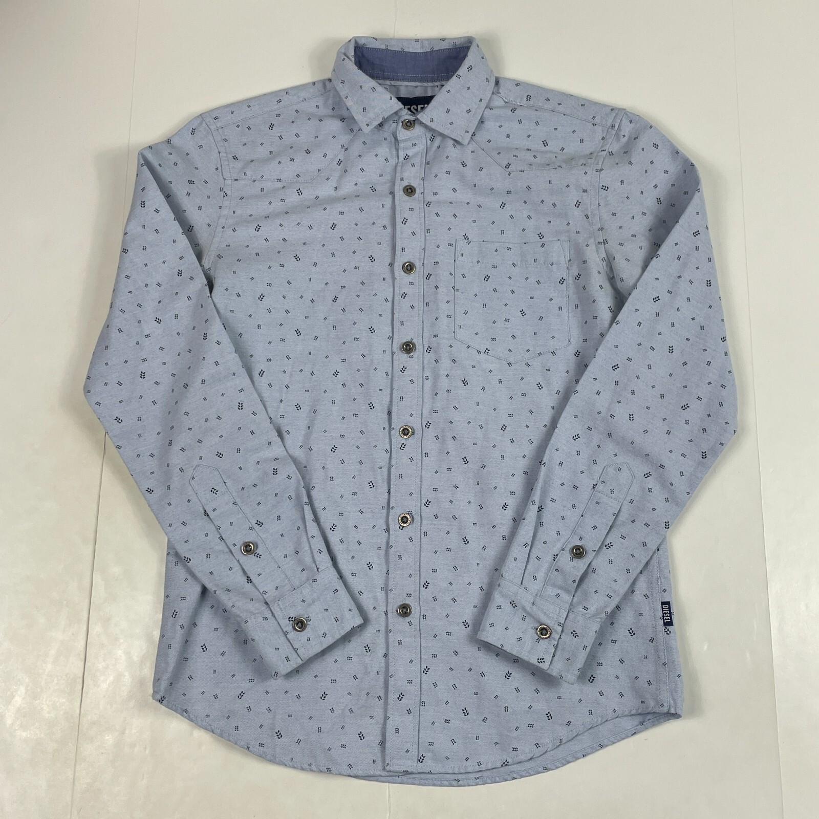 Diesel Shirt Mens Small Blue Printed Floral Long Sleeve