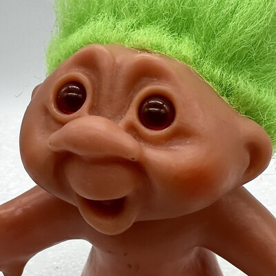 Vintage 1986 Vinyl DAM Troll Doll Green Hair