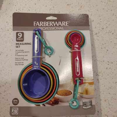 Farberware Professional Set of 9 Measuring Spoons & Cups Plastic 