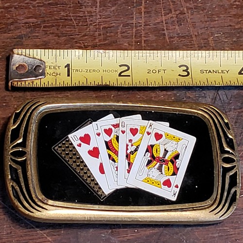 Vintage Poker Hearts Brass Belt Buckle Playing Cards 1983 Nap Inc