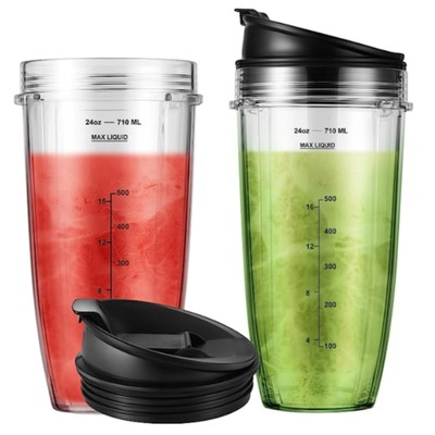 2-Pack 24oz Ninja Blender Cups with Sip & Seal Lid Nutri Nin