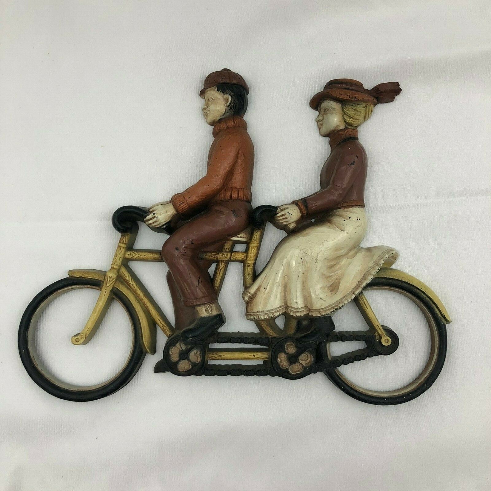 Vintage 1975 Plastic Wall Art Homco Couples on Bicycle Horse & Carriage
