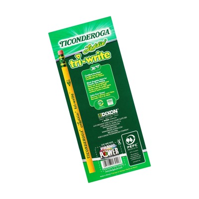 Ticonderoga Wood-Cased Laddie Tri-Write Pencils, #2 HB Soft... - FREE 2 Day Ship