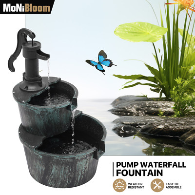 2 Tiers Bird Bath Pedestal Outdoor Fountain 27''Waterfall Garden Patio Home Décor