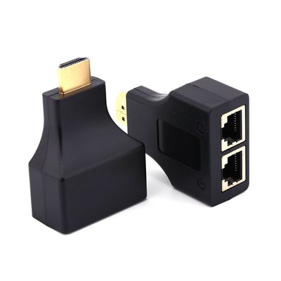 2 Pcs HDMI Over RJ45 CAT5e CAT6 UTP LAN Ethernet Extender Repeater 1080P 3D