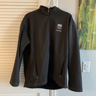 Team USA Olympics Full Zip Softshell Black Jacket BMW Partner Mens Medium