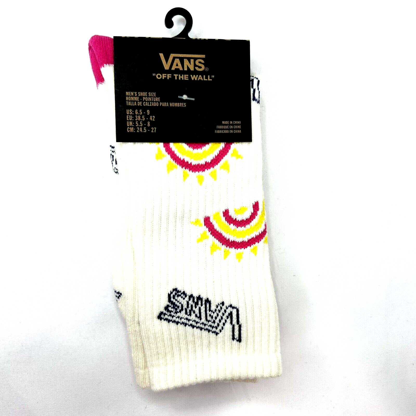 1 Pair Unisex Sz 6.5-9 Cream Pink Logo Skate