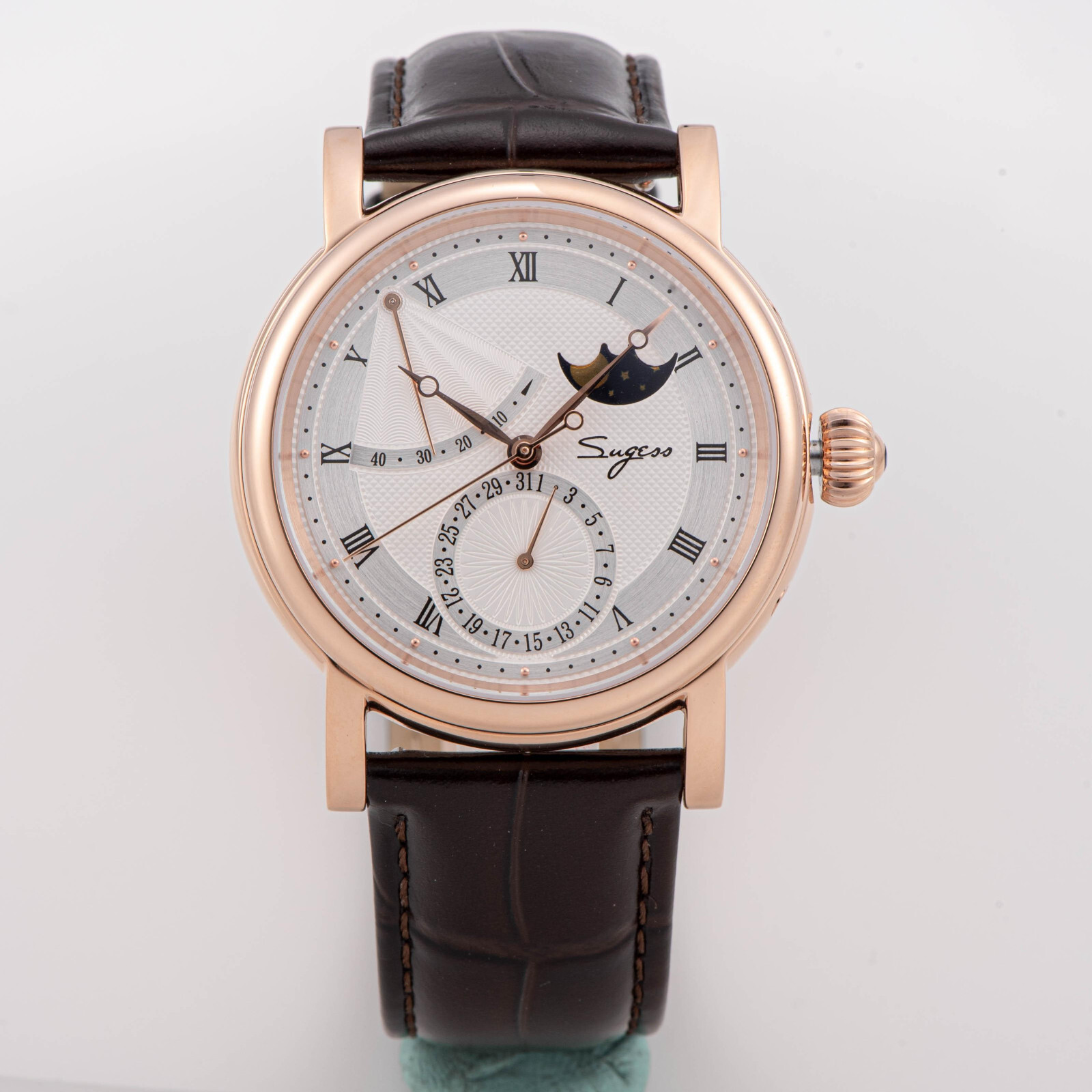 Pre-owned Sugess Moonphase Master High Beat Mechanical Mens Watch Seagull 1963 Su2153gw