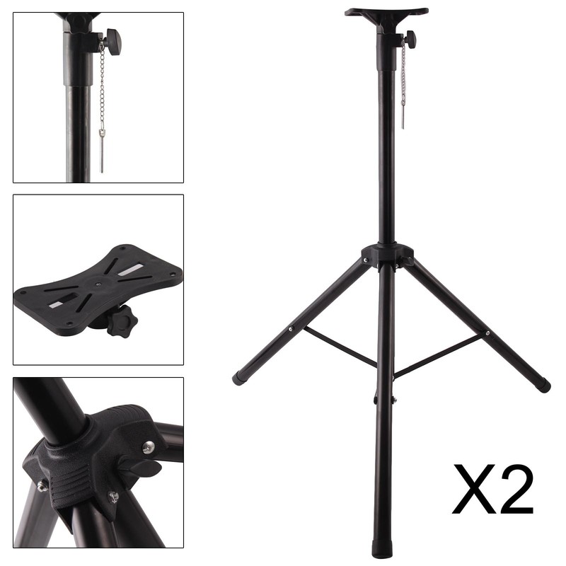 2X PA Speaker Tripod Stand Adjustable Height High Quality Steel Tube DJ Disco