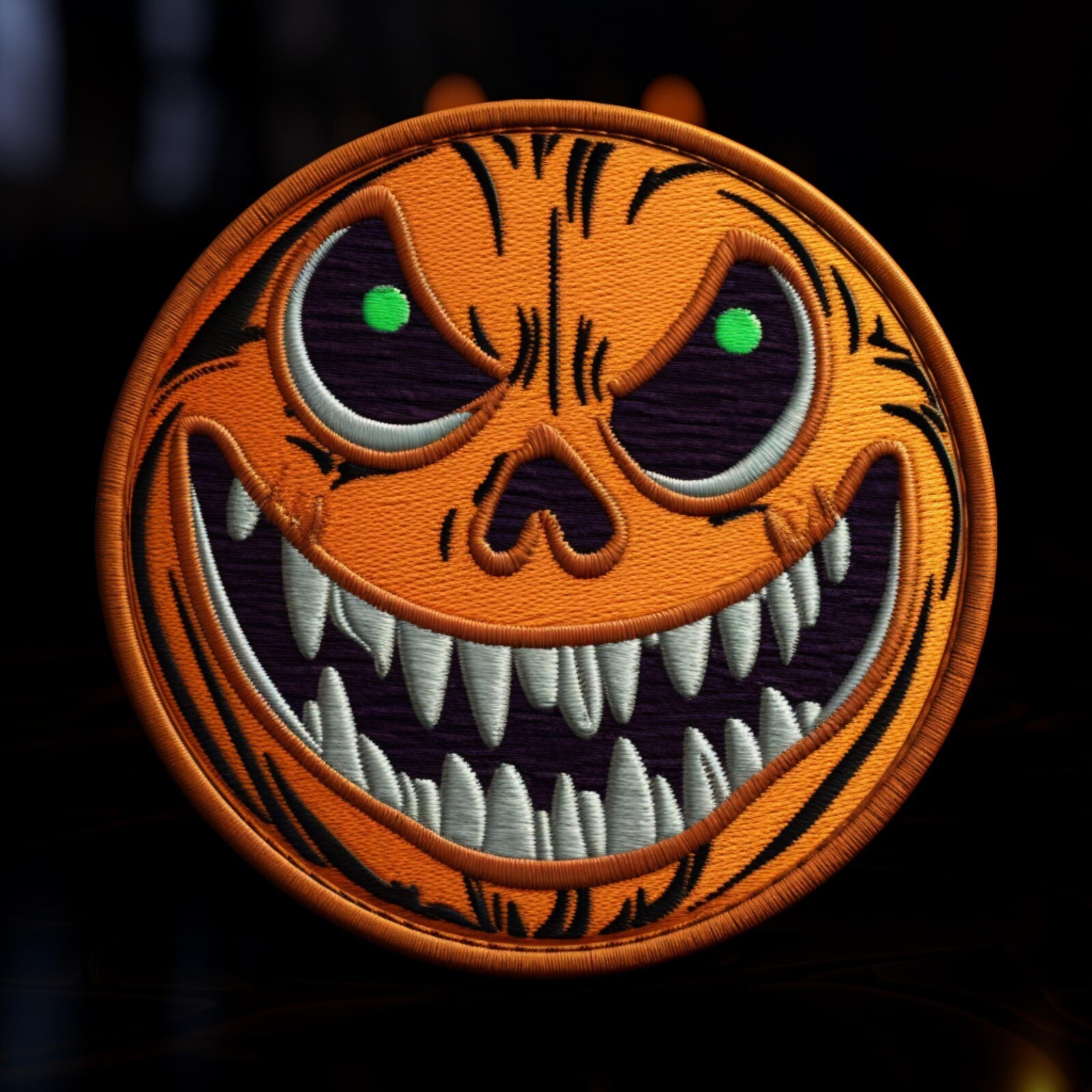 Jack-O-Lantern Patch Iron-on Applique Halloween Pumpkin Skeleton