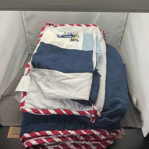 SWEET JOJO DESIGNS NURSERY/CRIB 4-PIECE SET - VINTAGE AIRPLANES - RED/WHITE/BLUE
