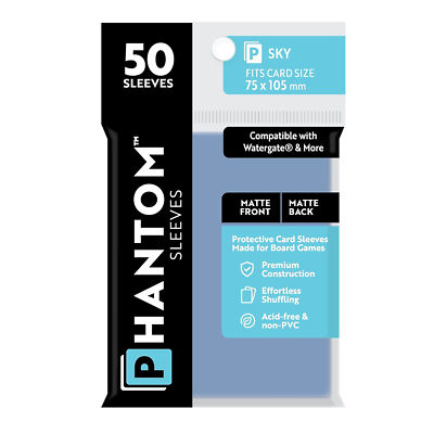 Phantom Sleeves: Sky Size 75 x 105mm: Matte Front/Back - 50 Pack