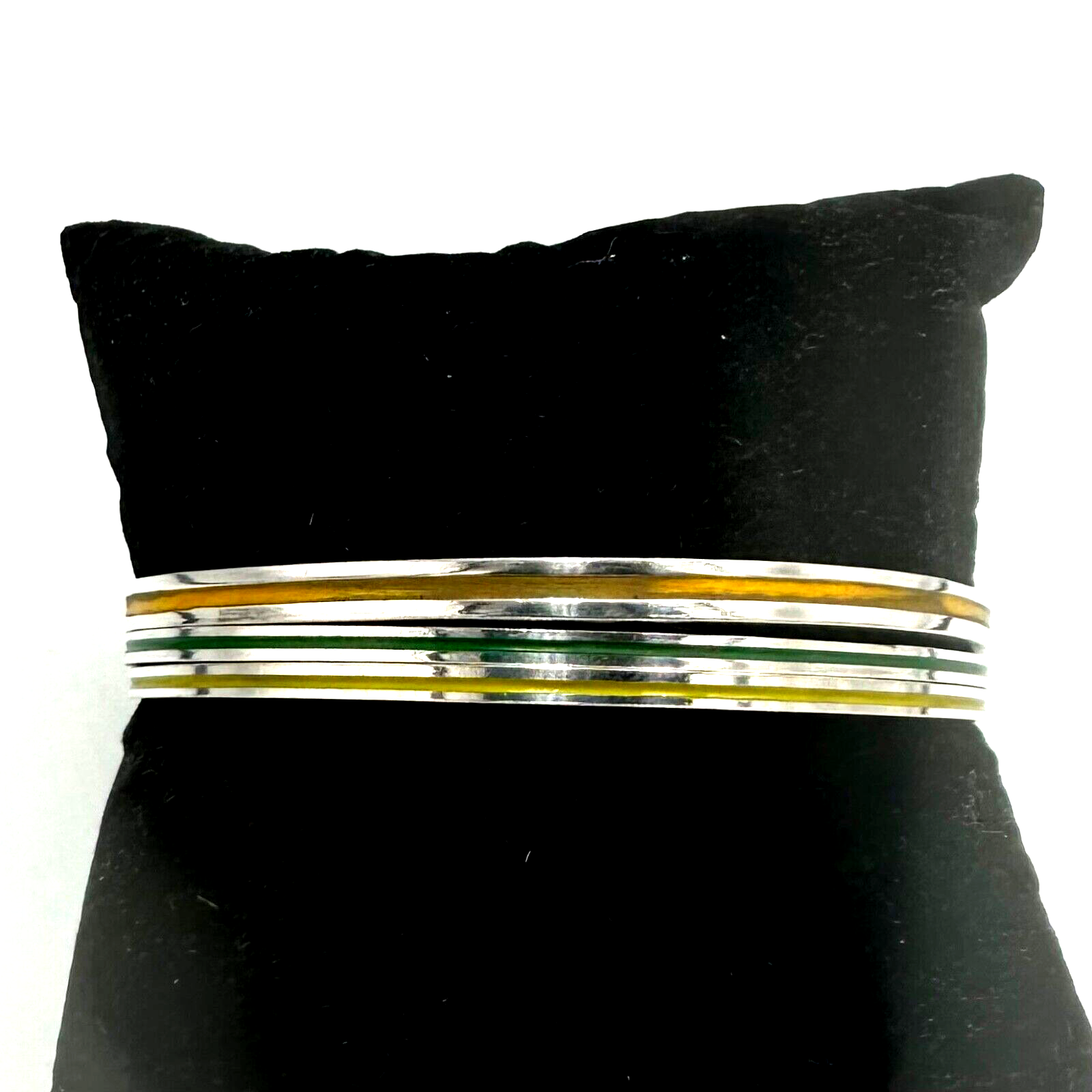 Pulseras rígidas de llanta vintage de los años 60 con esmaltes de plata 800 I...